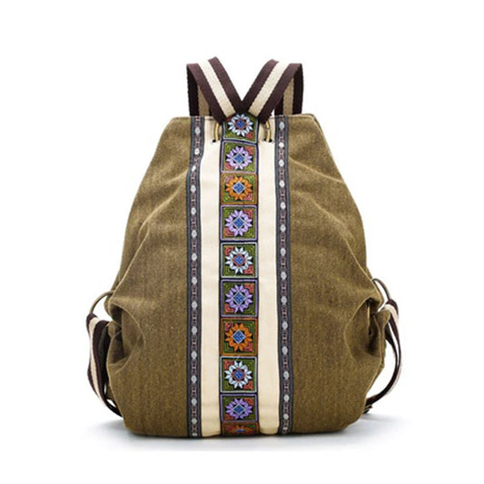 Tribal Ethnic Canvas Womens Backpack Pouch Hippie Shoulder Bag Girls Boho Rucksack