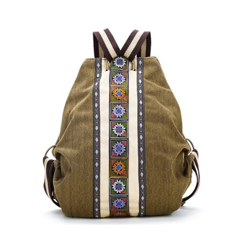 Tribal Ethnic Canvas Womens Backpack Pouch Hippie Shoulder Bag Girls Boho Rucksack
