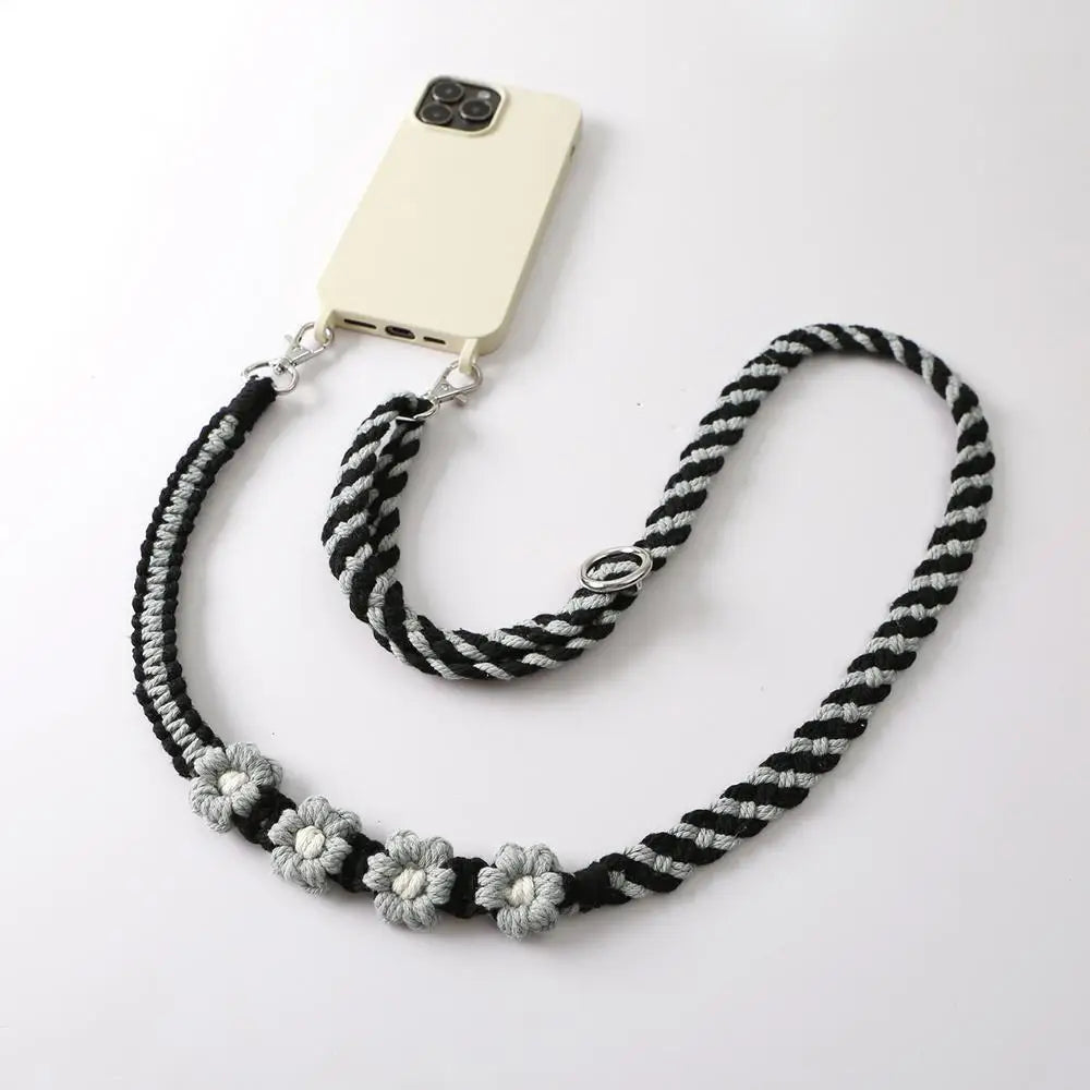 Daisy Lanyard Wallet Anti-Loss Phone Chain Boho Phone Charm Lanyard Wrist Strap Adjustable Phone Chain String For Phone Case