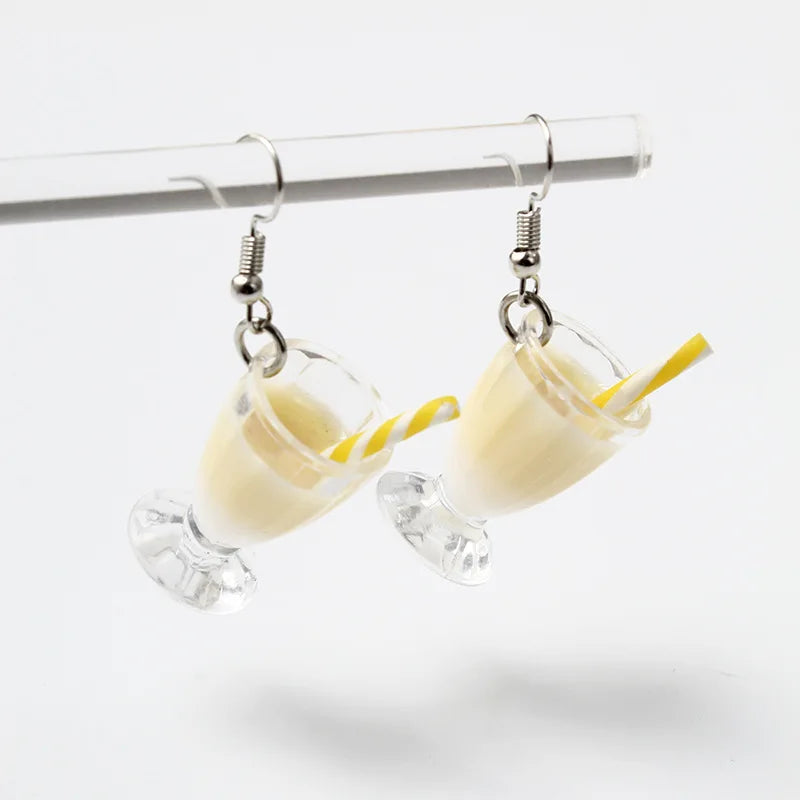 Boho Spring Summer Women's Earrings Tea With Milk Acrylic Fruit Cup Trend Fashion Originality Jewelry Sweet Lovely Girl Earrings