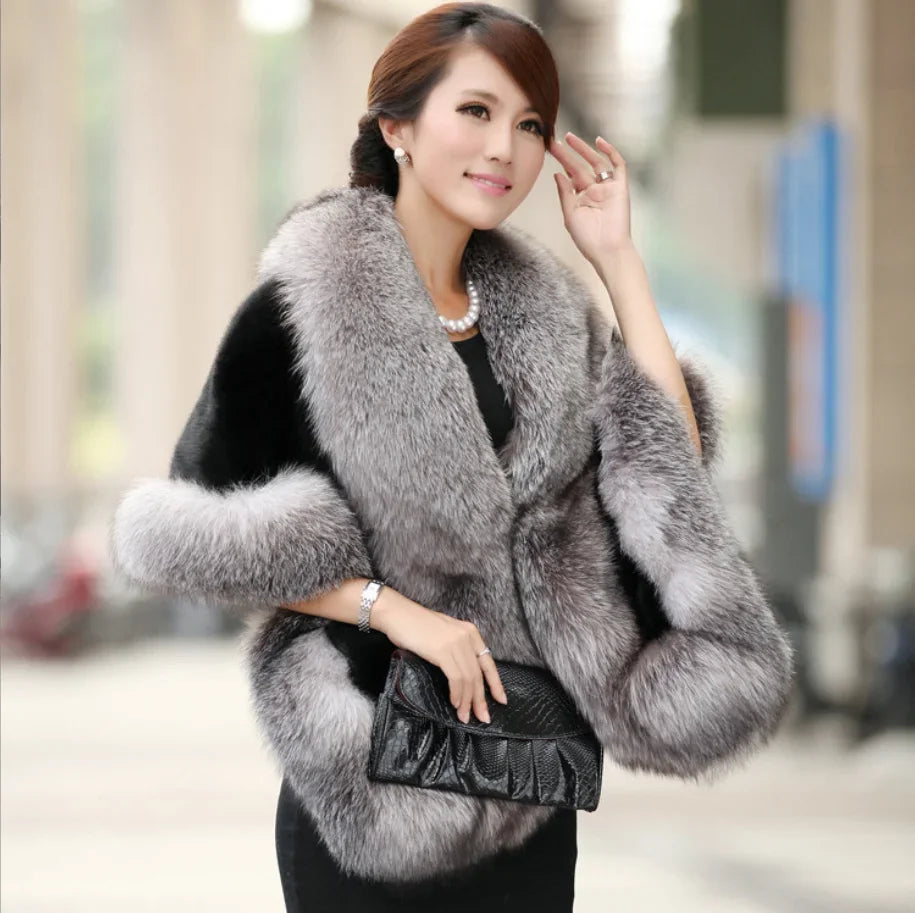 Luxury Faux Fur Scarf Cape Winter Warm Bolero Bridal Poncho Elegant Soft Mink Female Wedding Cloak Jacket E162
