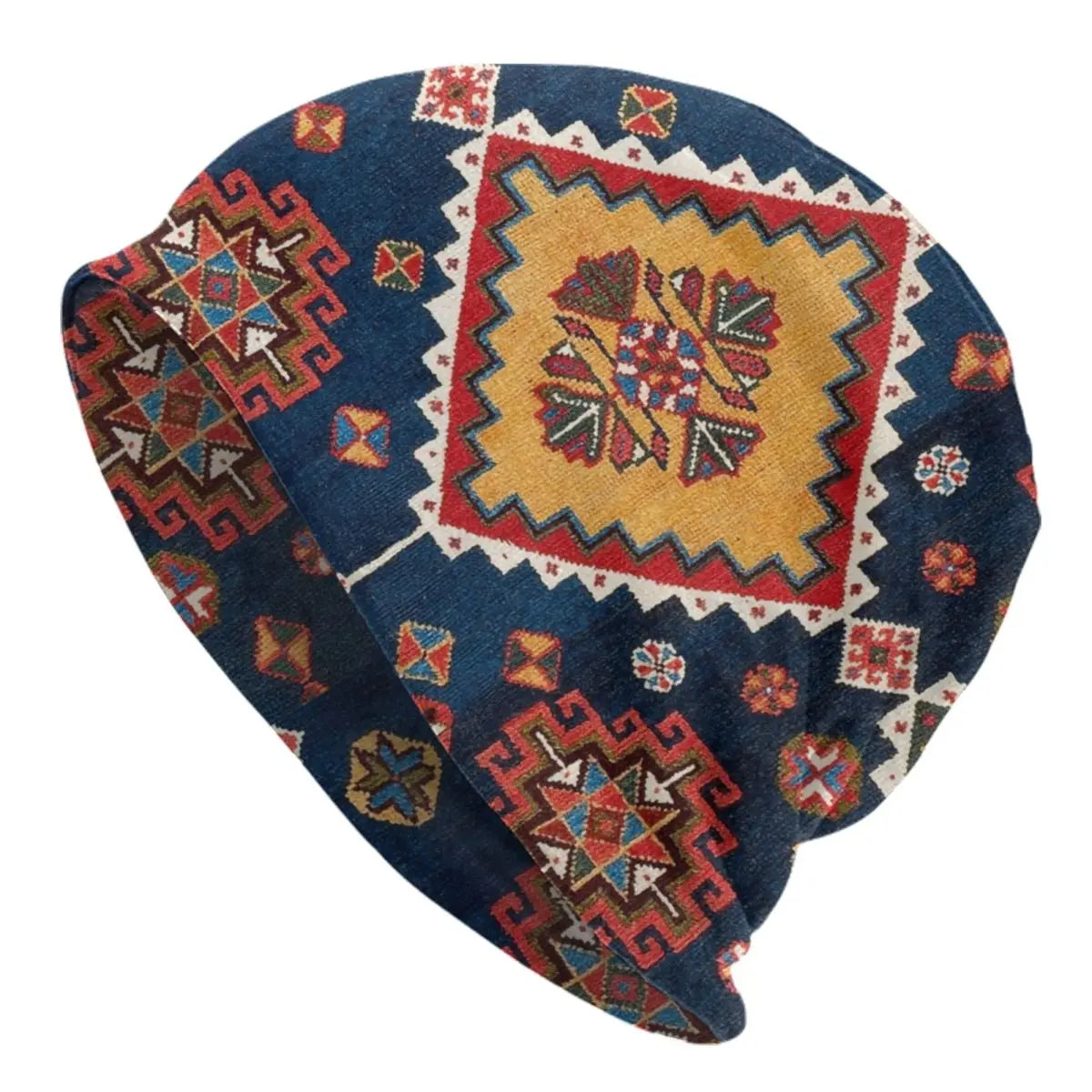 Custom Persian Kilim Print Skullies Beanies Caps Cool Warm Knitted Hats Unisex Bohemian Geometric Ethnic Style Bonnet Hats