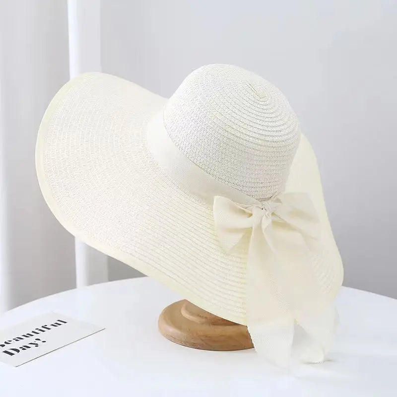wide brim Straw Hat for Women Wholesale female dome straw hat visor foldable beach hat lady sun hat summer French retro topper