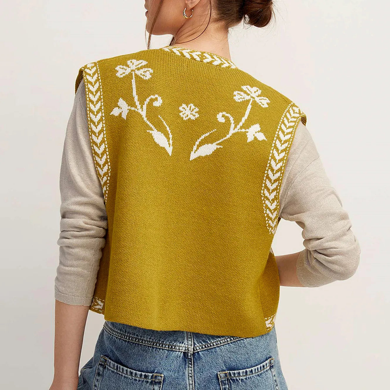 Gaono Women Floral Print Vest Sleeveless Open Front Boho Cardigan Waistcoat Trendy Y2k Going Out Embroidered Vest Top