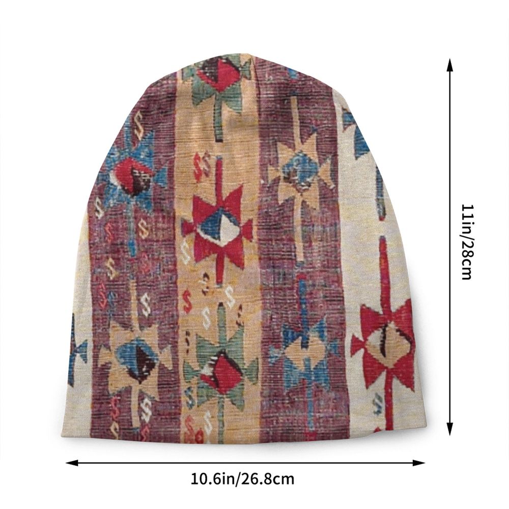 Custom Persian Kilim Print Skullies Beanies Caps Cool Warm Knitted Hats Unisex Bohemian Geometric Ethnic Style Bonnet Hats