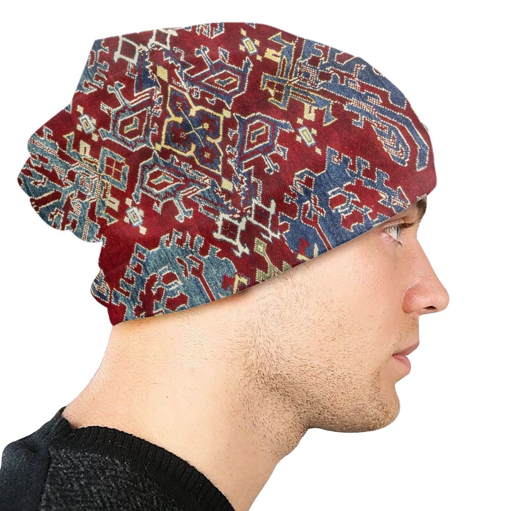 Custom Persian Kilim Print Skullies Beanies Caps Cool Warm Knitted Hats Unisex Bohemian Geometric Ethnic Style Bonnet Hats