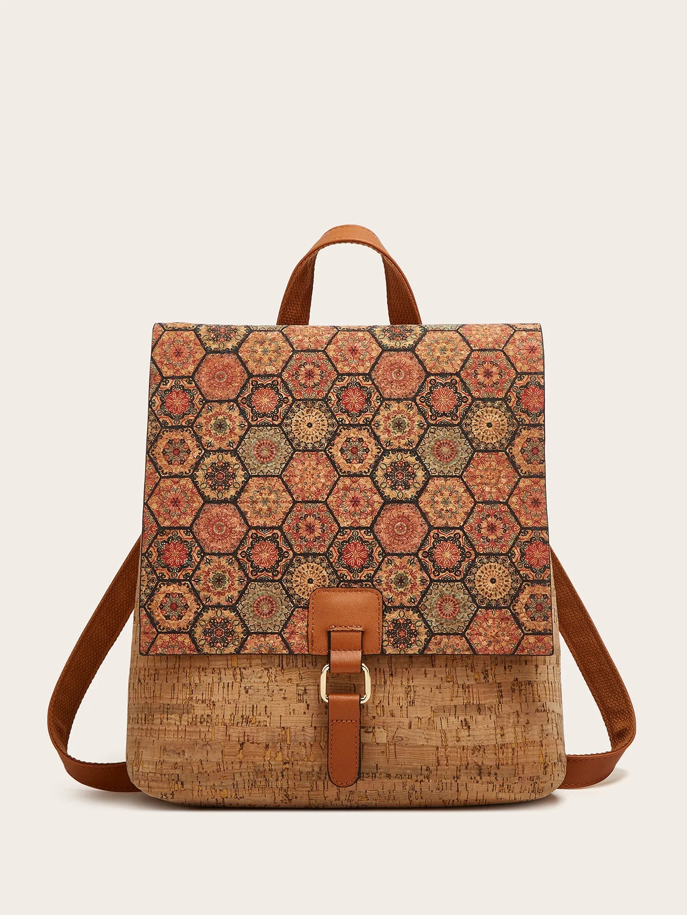 Kraft Paper Big Capacity Hippie Gypsy Backpack Eco-friendly Artificial Leather Boho Bohemian Ibiza Ethnic Laptop Street Backpack