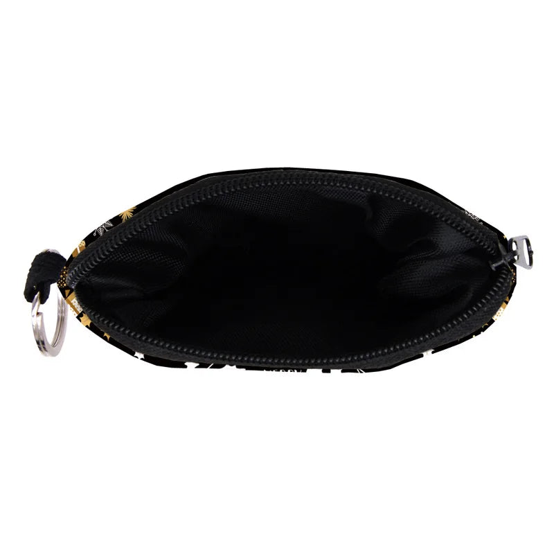 Bohemian Style Small Coin Purse Mini Wallet Coin Bag Datura flower pattern Print Waterproof with Zipper Keys Wallets for Women
