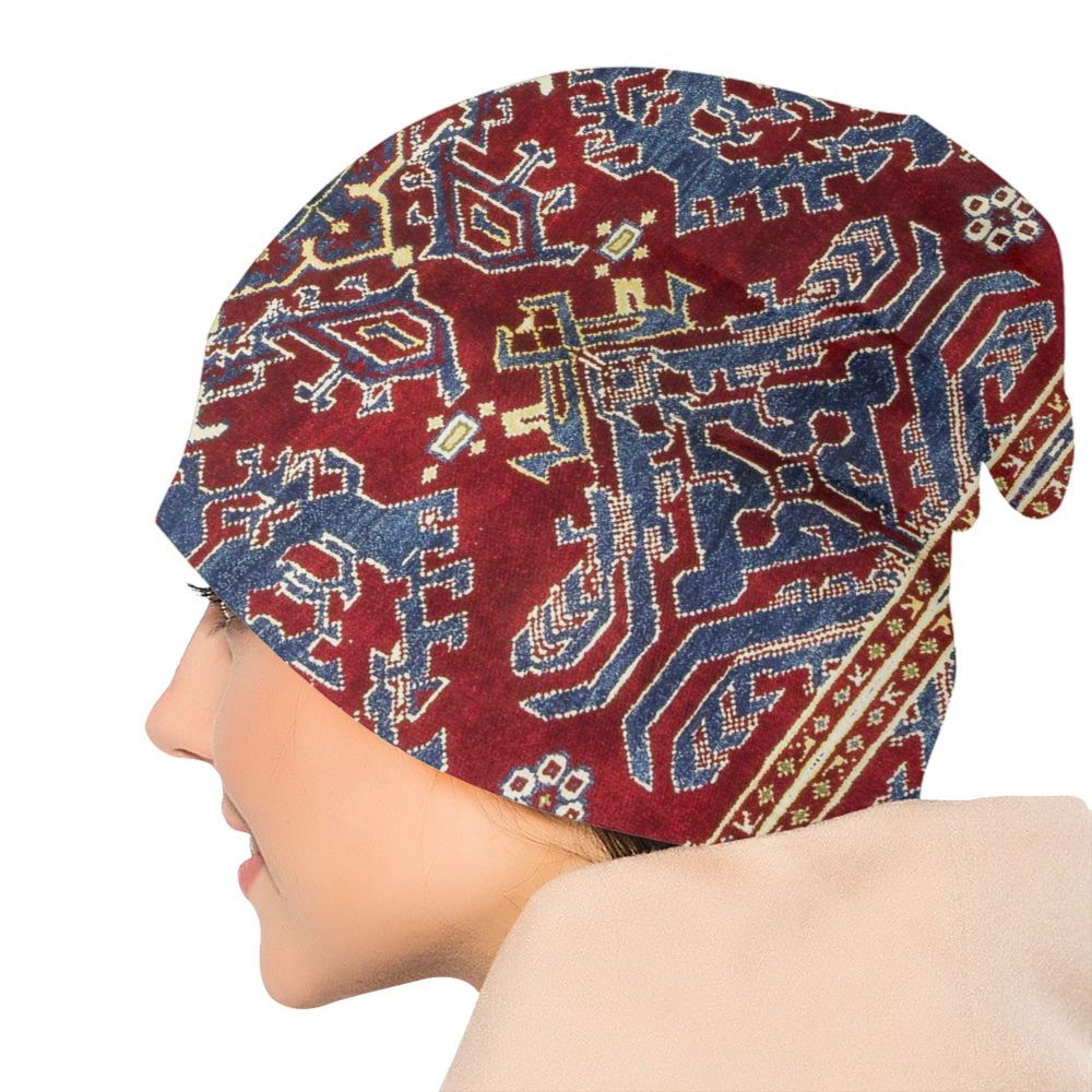 Custom Persian Kilim Print Skullies Beanies Caps Cool Warm Knitted Hats Unisex Bohemian Geometric Ethnic Style Bonnet Hats