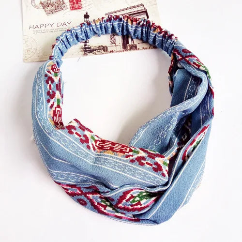 BOHOWAII Bandeau Cheveux Hair Band for Women Wide Head Wraps Knotted Elastic Teen Girls Yoga Workout Diademas Boho Chic Bandana