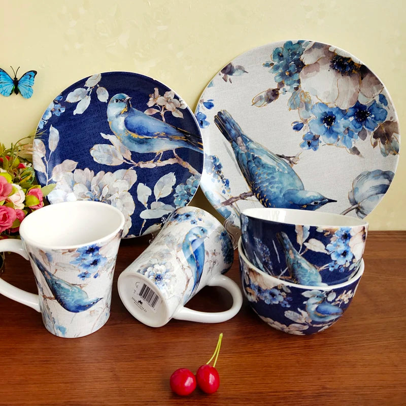 Boho Ceramic Tableware Set, Rice Bowl, Salad Plate, Home Decor, Living Room, Western Food Steak Mug