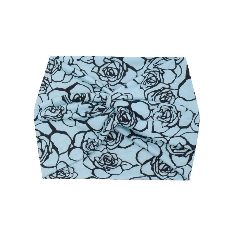 Flower Yoga Headbands For Women's Hair Extra Wide Thick Stretchy Boho African Turban Knotted Tie Dye Head Bands