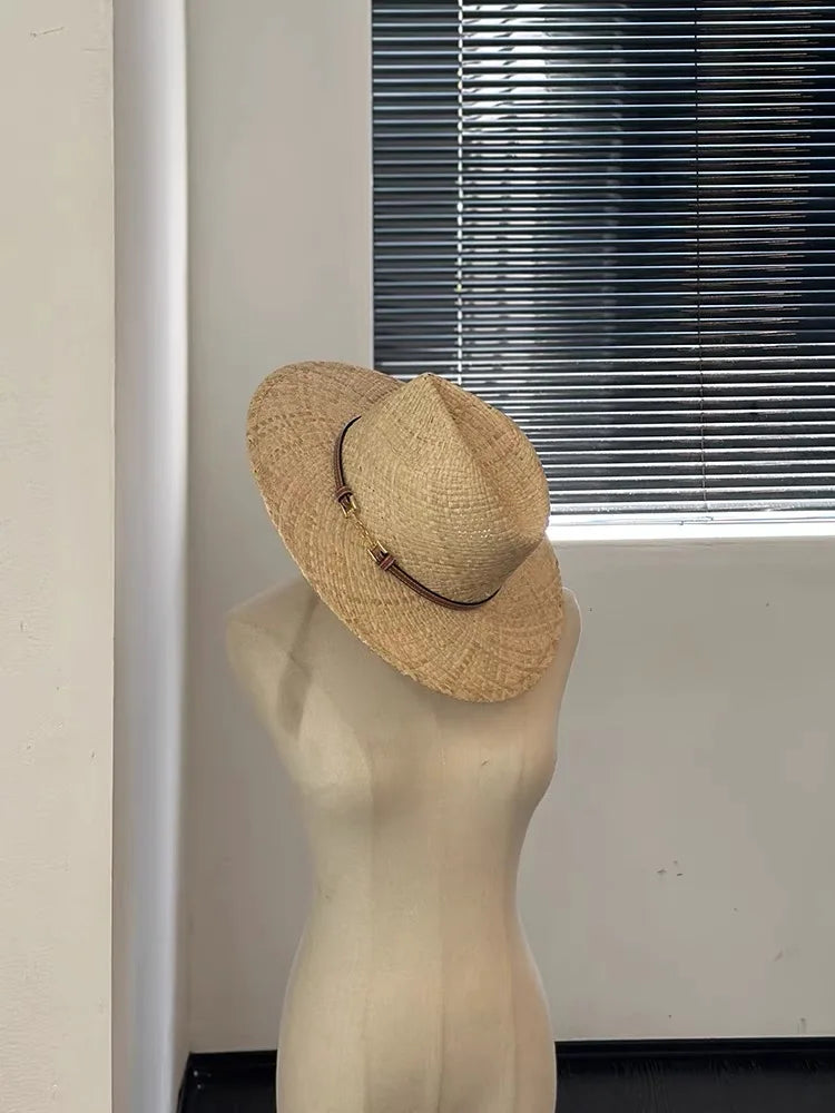 Fashion Vintage Raffia Straw Jazz Hats For Women Men Caps Summer Beach Casual Fedora Hat Jazz Hat Elegant Sunhat Chapeau Enfant