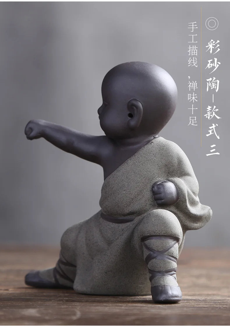 4pcs--TOP Marvellous ART Spiritual realm OFFICE home Buddhism Buddha CHAN DAO Little Monk Chinese Kung Fu porcelain ceramic