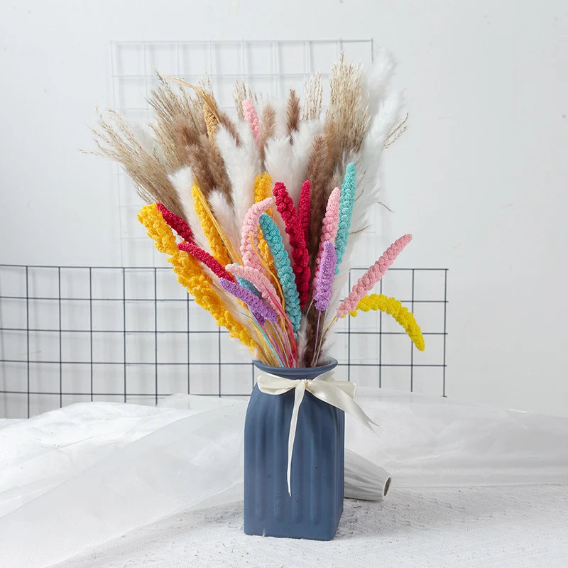 60PCS Dry Flower For Decoration Pampas Grass Boho Home Decor Country Wedding Accessories Deco Dried Flowers Dekoration Pampa