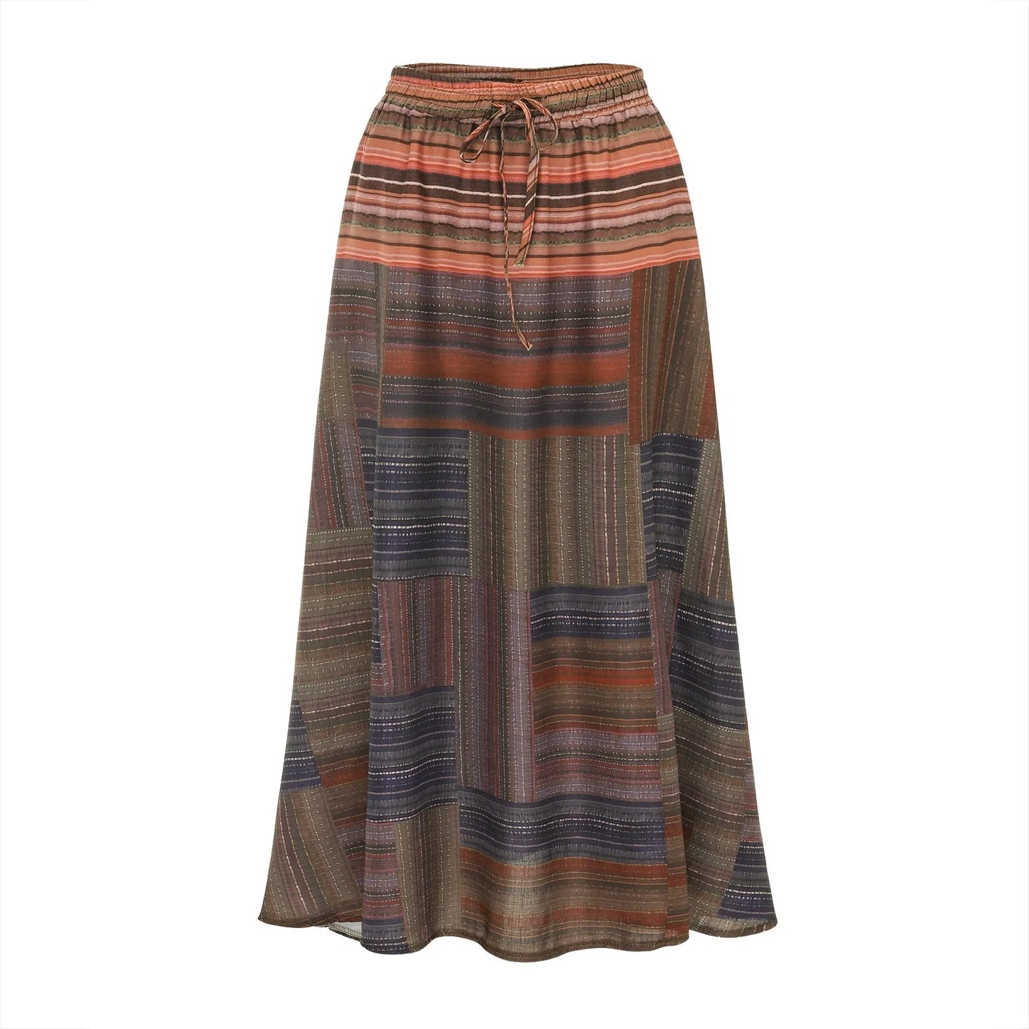 Autumn Vintage Retro Long Skirt Drawstring High Waisted Large Swing A Line Skirt Hip Hop Gothic Korean Y2k Flowy Boho Skirt