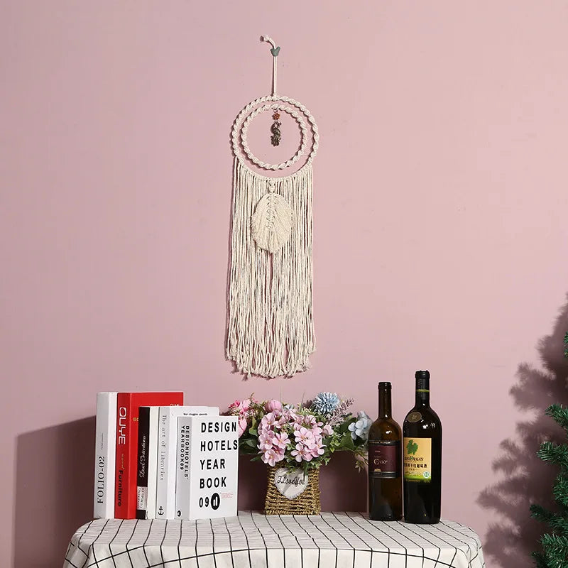 Macrame Wall Hanging Tapestry Dreamcatcher Hand-Woven Bohemia Tassel Curtain Tapestry Wedding Backgrou Boho Decor