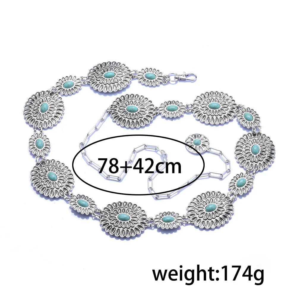 2024 New Indian Silver Plated Vintage Body Belly Chains Women Boho Ethnic Statement Long Waist Chain Necklace Waistband Jewelry