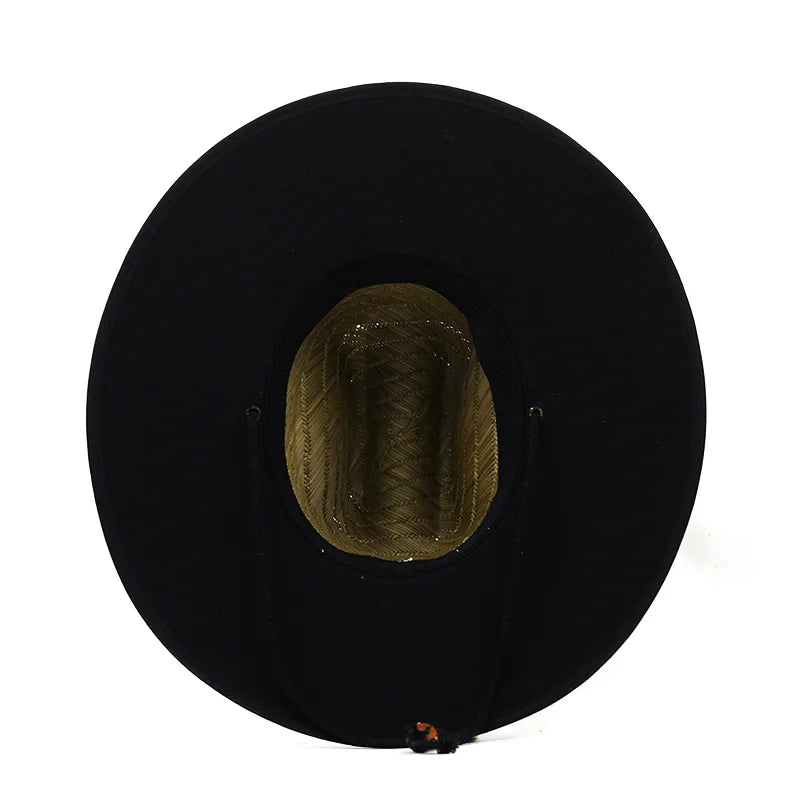 Men Women New Handwork Lifeguard Hat Straw Summer Beach Sun hat Outdoor Summer Wide Brim Panama Straw Girl Summer Hat