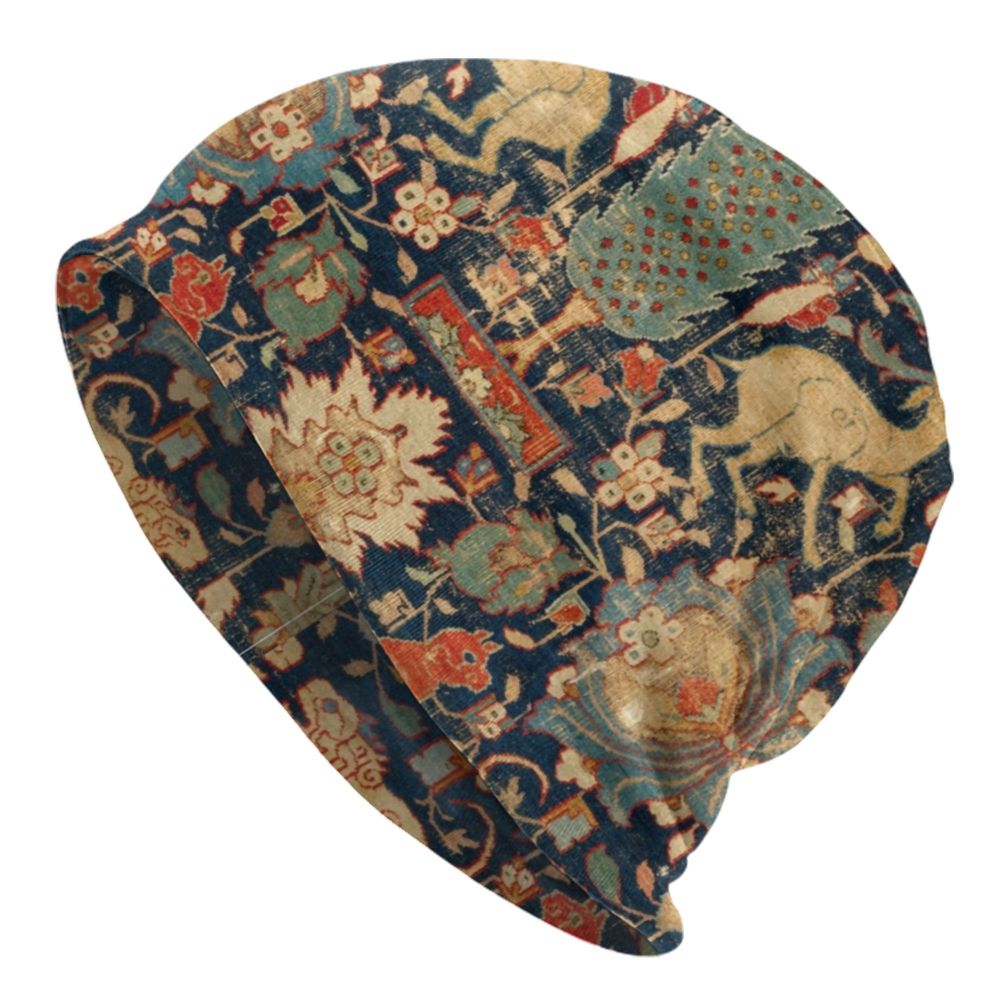 Custom Persian Kilim Print Skullies Beanies Caps Cool Warm Knitted Hats Unisex Bohemian Geometric Ethnic Style Bonnet Hats