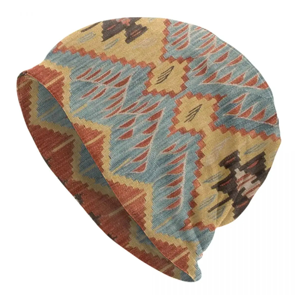 Custom Persian Kilim Print Skullies Beanies Caps Cool Warm Knitted Hats Unisex Bohemian Geometric Ethnic Style Bonnet Hats