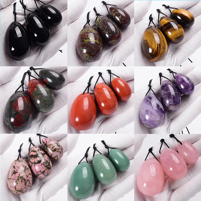 3 PCS Natural Jade Stone Yoni Egg Set Massage Vaginal Balls Muscle Kegel Exercise Women Tightening Crystal Ball Kegel Exerciser