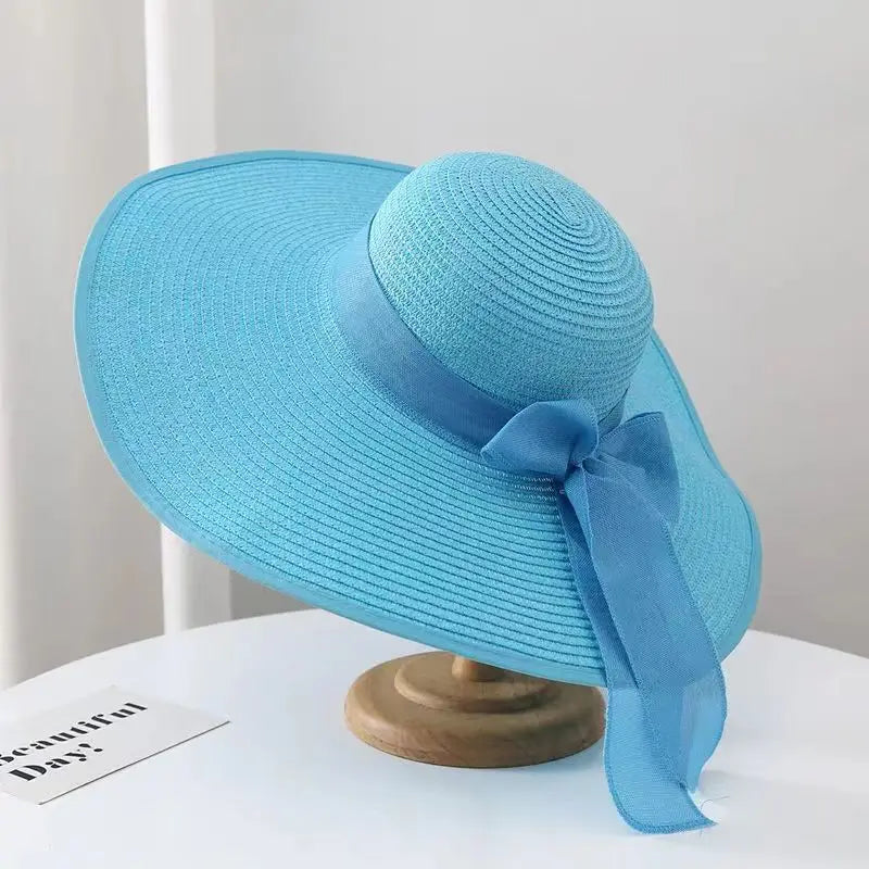 wide brim Straw Hat for Women Wholesale female dome straw hat visor foldable beach hat lady sun hat summer French retro topper