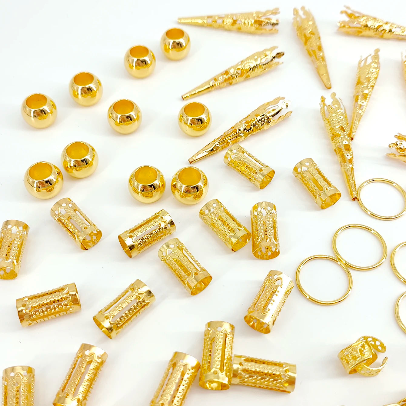 102pcs boho Hollow Braids Hair Rings Metal Dreadlock Hair Cuff Pins Different Length Hair Barrettes For Women Hair Accessories