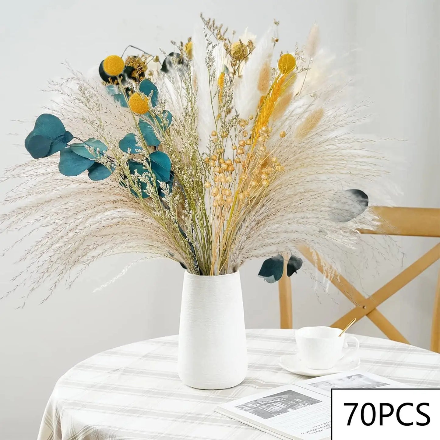 Natural Dried Pampas Grass Flowers Bouquet for Christmas Decoration Reed Eucalyptus Boho Home Decor DIY Making Craft Accessories
