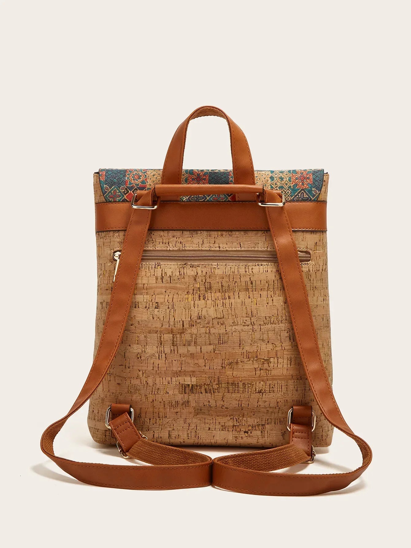 Kraft Paper Big Capacity Hippie Gypsy Backpack Eco-friendly Artificial Leather Boho Bohemian Ibiza Ethnic Laptop Street Backpack