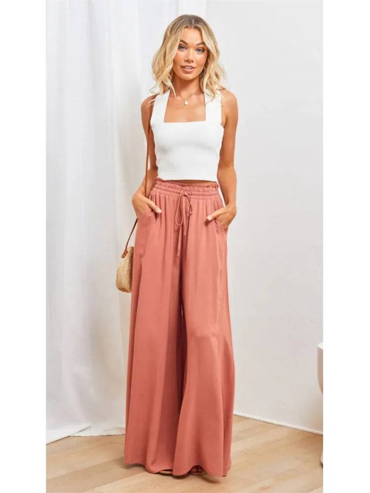 Women's Boho Pant Casual High Waist Loose Sweatpants Trousers Capris Wide Leg Pants Skirt Fashion Women Clothes Pantalones Mujer