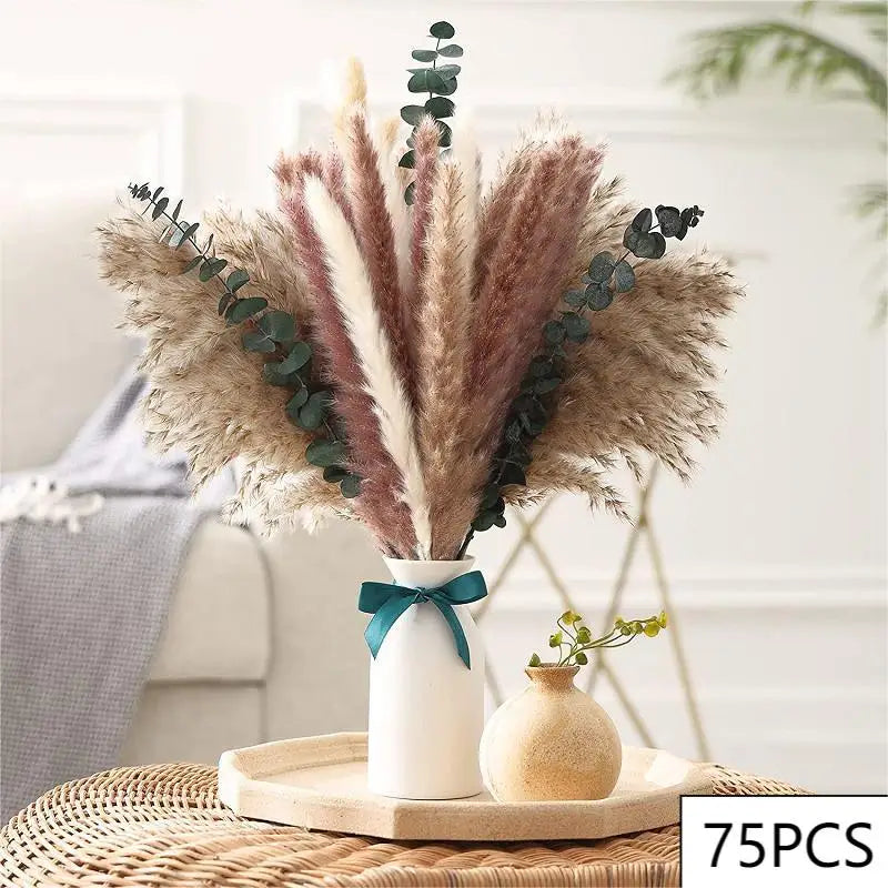 Natural Dried Pampas Grass Flowers Bouquet for Christmas Decoration Reed Eucalyptus Boho Home Decor DIY Making Craft Accessories