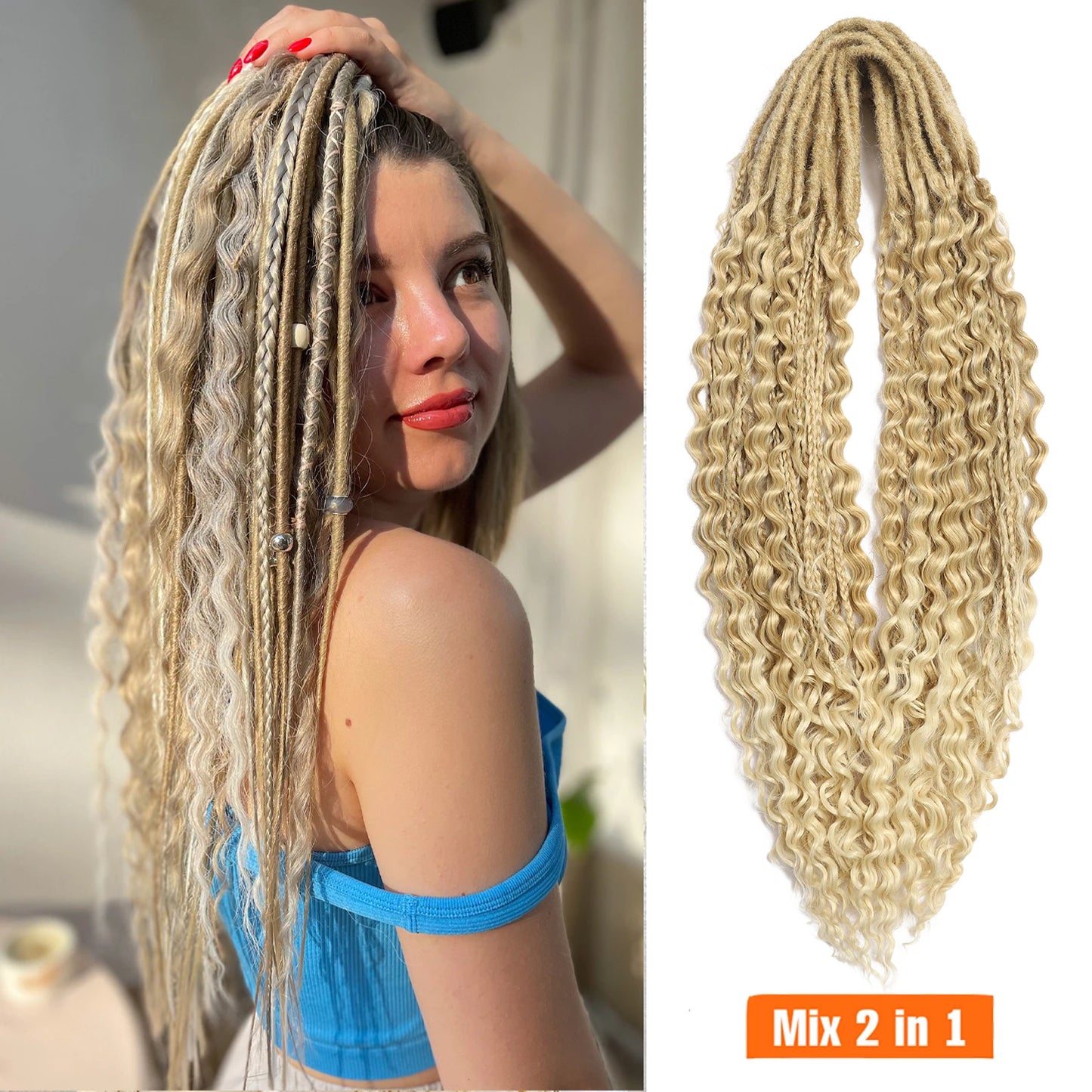 Double Ended Synthetic Dreadlock Extensions Ombre Blonde Boho Crochet Hippie Dreads 10 Strands Handmade Bohemian Box Braids