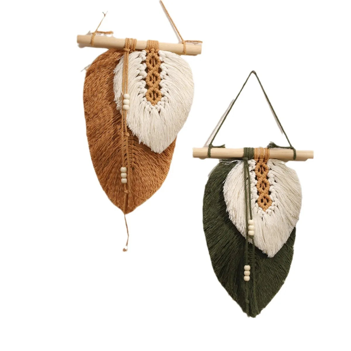 Handmade Macrame Leaf Wall Hanging, Boho Woven Leaves Tapestry, Wall Art for Bedroom Home Decor GIft for Women Girls