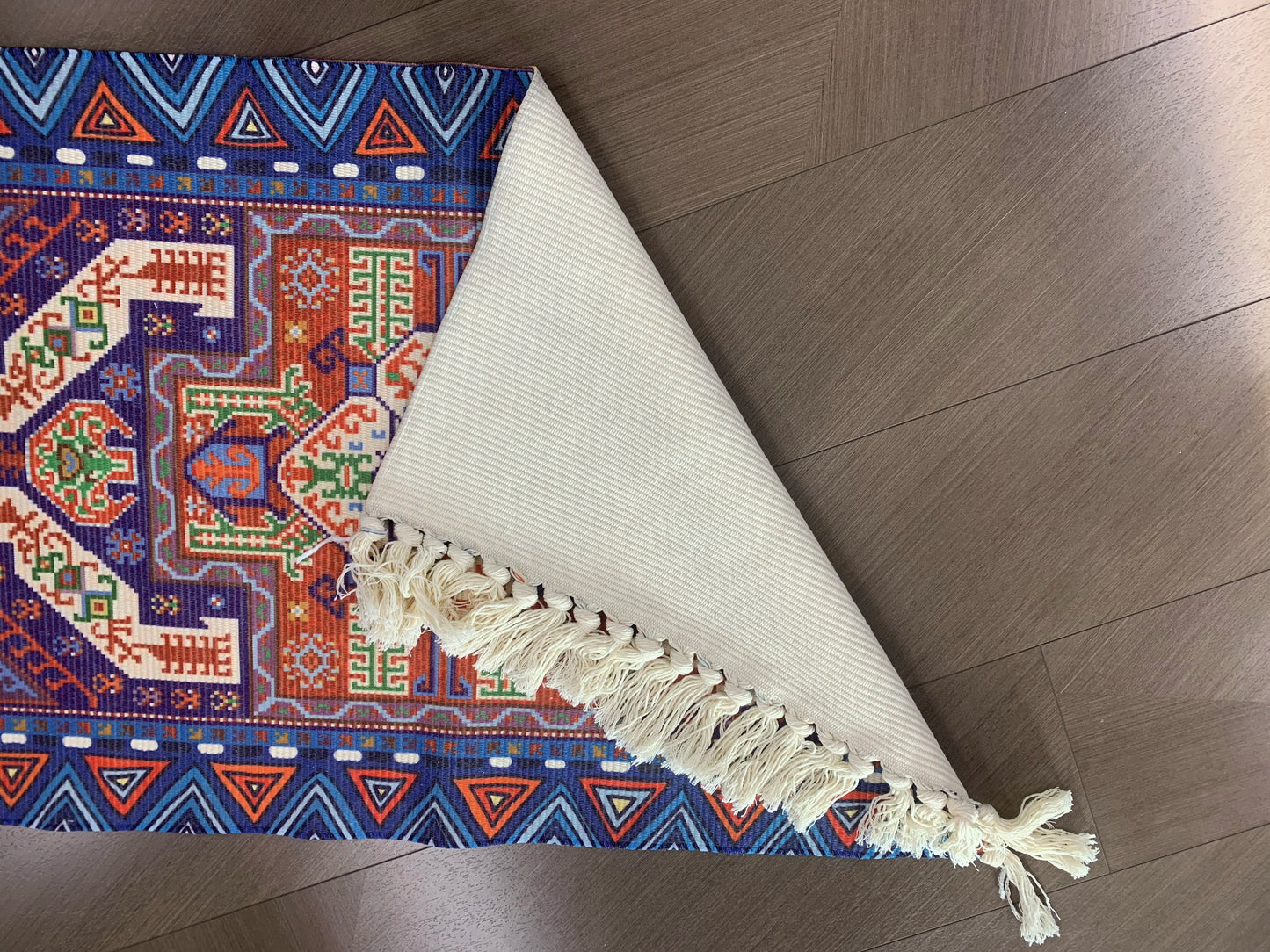 Small Throw Boho Bathroom Rug for Bath, Cotton Woven Area Carpet with Tassel for Entryway Kitchen Sink Front Door