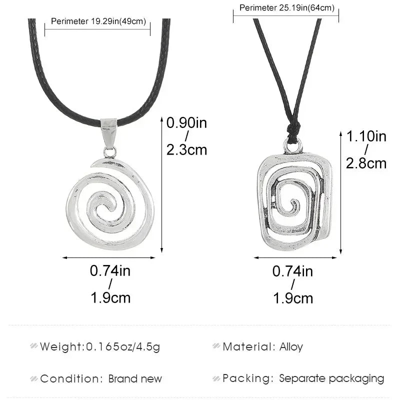 Vintage Spiral Vortex Pendant Necklace Hand-woven Leather Rope Necklace for Women Boho Goth Necklace Fashion 2023 Y2K Jewelry