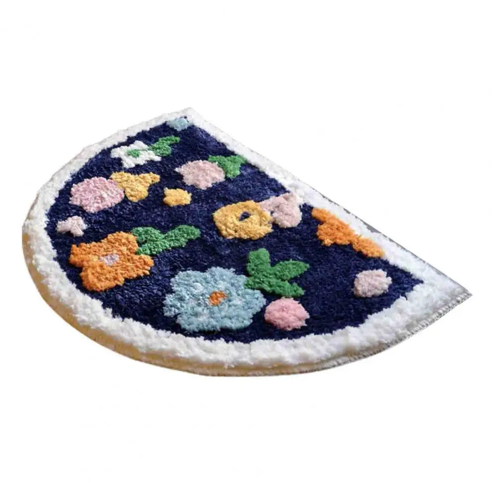 Bathroom Rugs Boho Flower Cartoon Panda Pattern Semicircle Floor Mat Thick Water Absorbent Non-slip Rug for Bathroom Kitchen