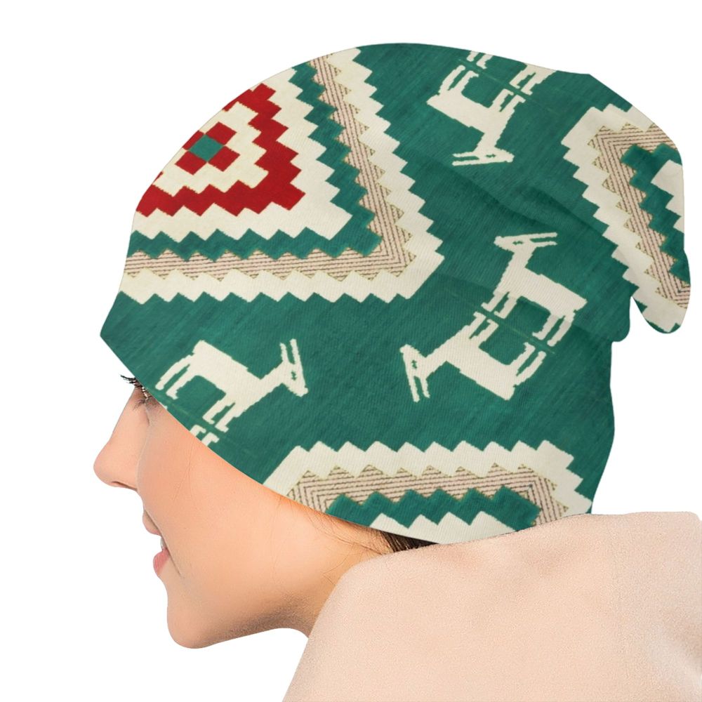 Custom Persian Kilim Print Skullies Beanies Caps Cool Warm Knitted Hats Unisex Bohemian Geometric Ethnic Style Bonnet Hats