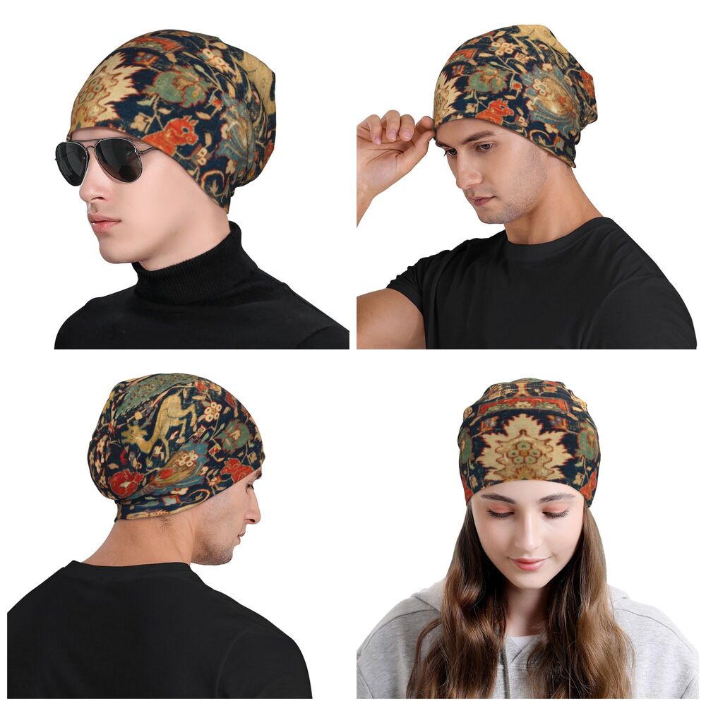 Custom Persian Kilim Print Skullies Beanies Caps Cool Warm Knitted Hats Unisex Bohemian Geometric Ethnic Style Bonnet Hats