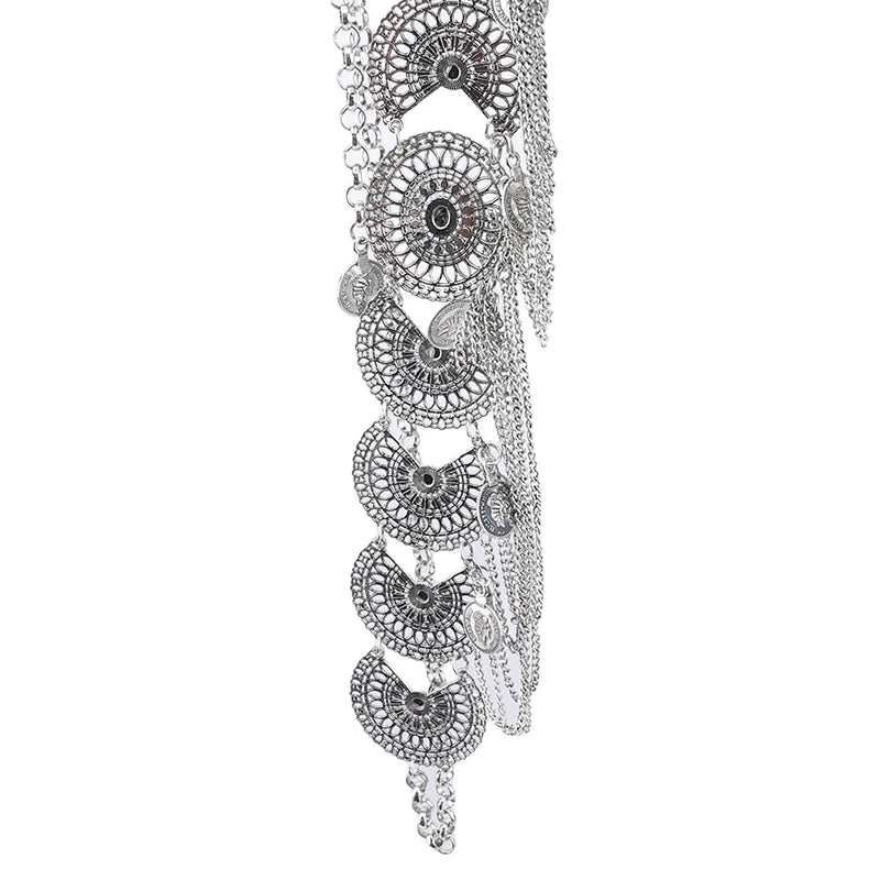 Gypsy Afghan Coin Ethnic Waist Belly Chains Hollow Moon Crystal Flower Long Tassel Moroccan Belts Indian Sexy Body Chain Jewelry