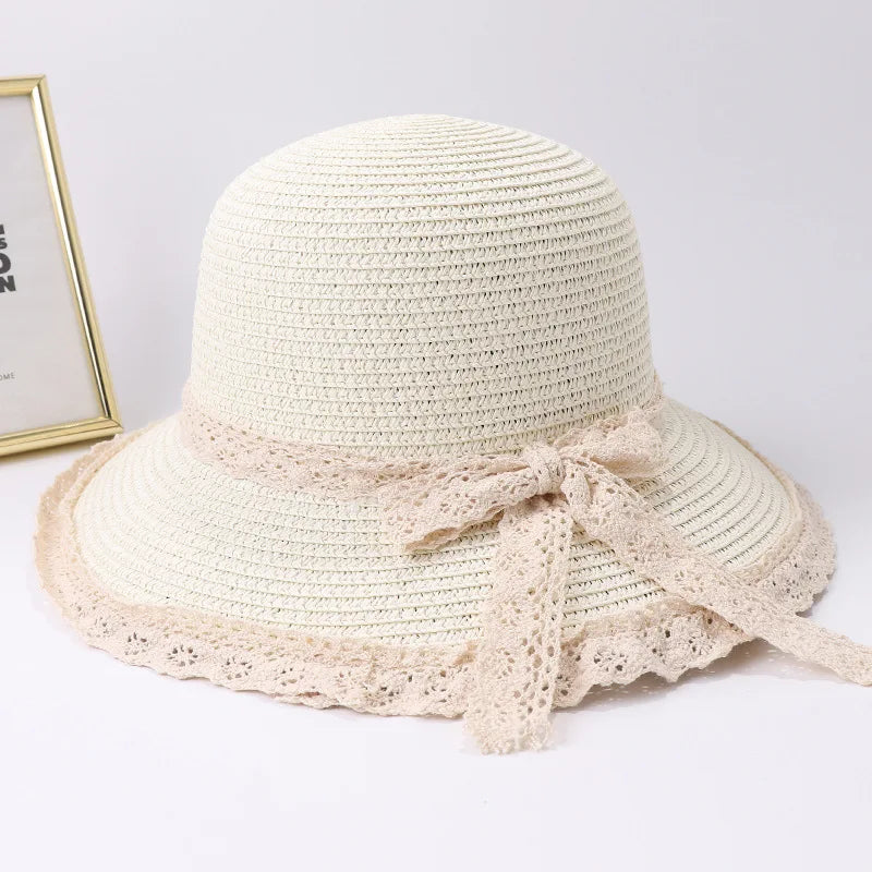 2019 Summer Bow Ribbon Sun Hat Panama Women's Cap Bonnet Beach Straw Hats summer hats for women шляпа соломенная gorro mujer