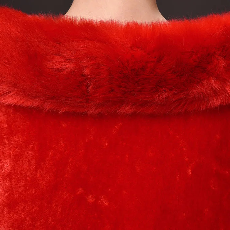 Luxury Faux Fur Scarf Cape Winter Warm Bolero Bridal Poncho Elegant Soft Mink Female Wedding Cloak Jacket E162