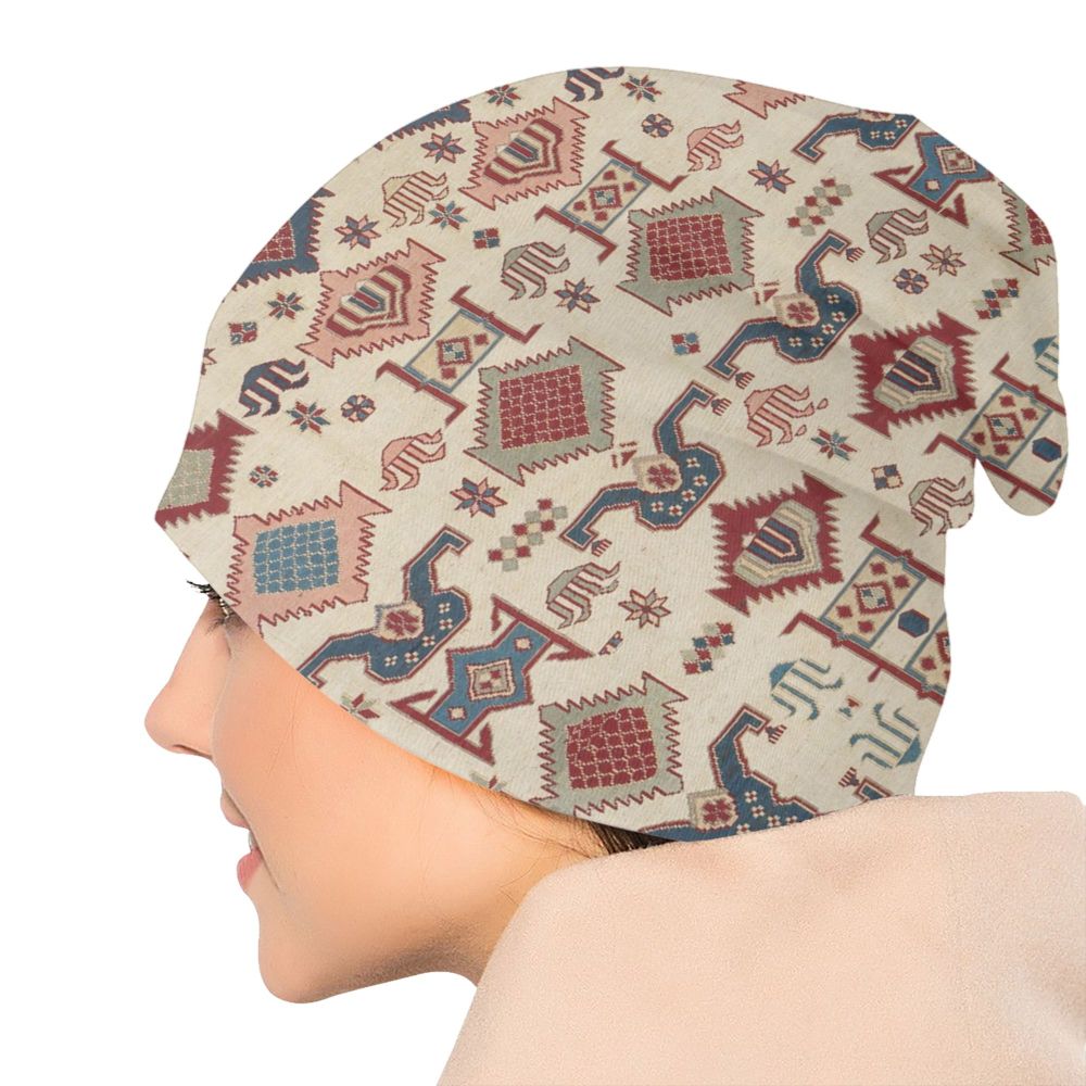 Custom Persian Kilim Print Skullies Beanies Caps Cool Warm Knitted Hats Unisex Bohemian Geometric Ethnic Style Bonnet Hats