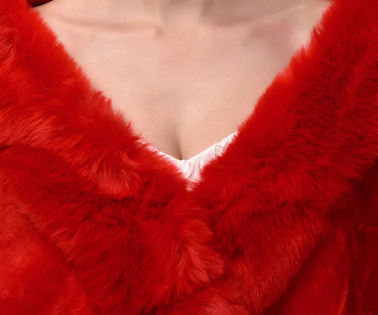 Luxury Faux Fur Scarf Cape Winter Warm Bolero Bridal Poncho Elegant Soft Mink Female Wedding Cloak Jacket E162