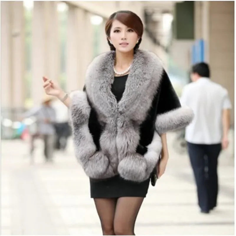 Luxury Faux Fur Scarf Cape Winter Warm Bolero Bridal Poncho Elegant Soft Mink Female Wedding Cloak Jacket E162