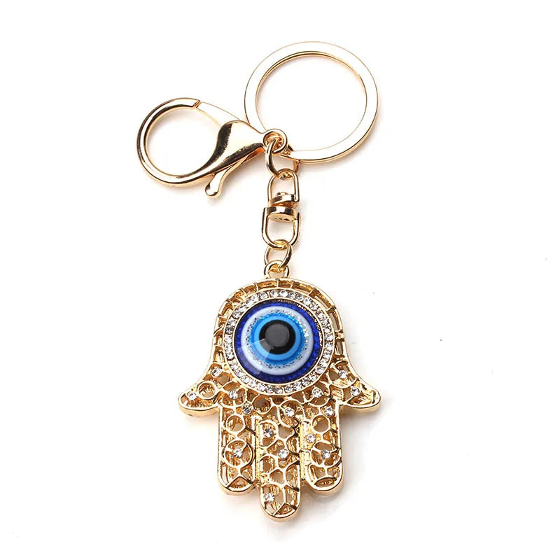 Lucky Eye Fatima Hamsa Hand Keychain Alloy Turkish Evil Eye Key Chain Women Men Bag Car Keyring llavero porte clé מחזיק מפתחות