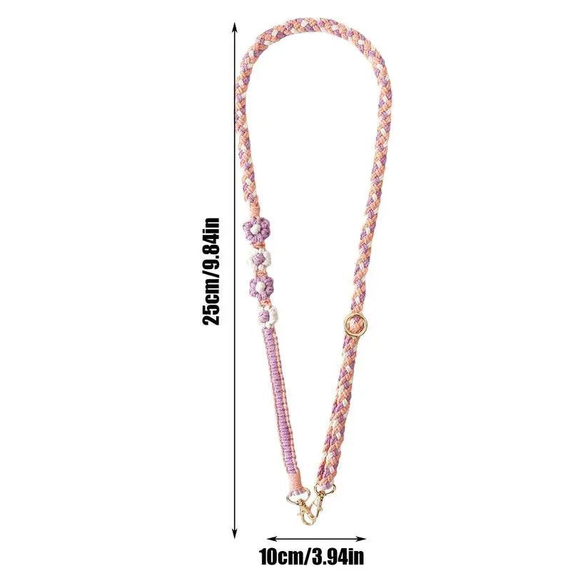 Daisy Lanyard Wallet Anti-Loss Phone Chain Boho Phone Charm Lanyard Wrist Strap Adjustable Phone Chain String For Phone Case