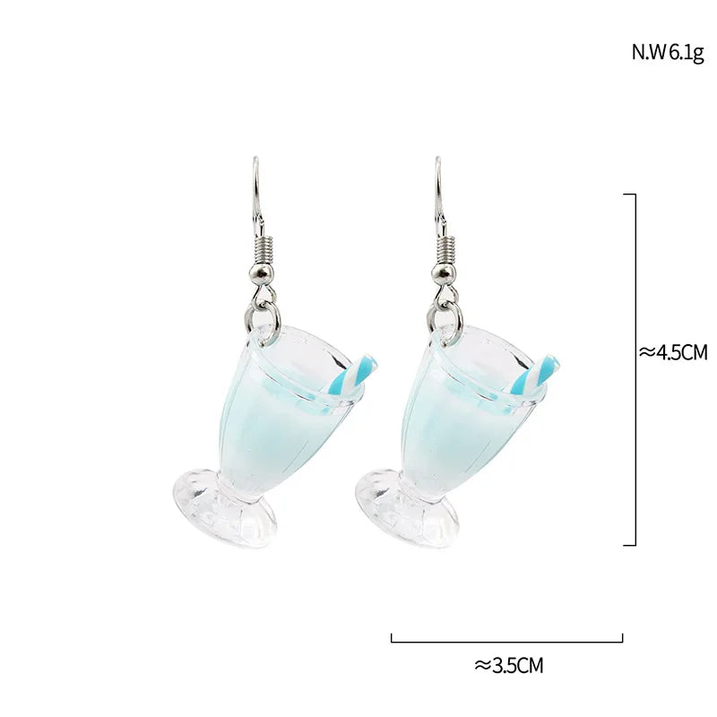 Boho Spring Summer Women's Earrings Tea With Milk Acrylic Fruit Cup Trend Fashion Originality Jewelry Sweet Lovely Girl Earrings