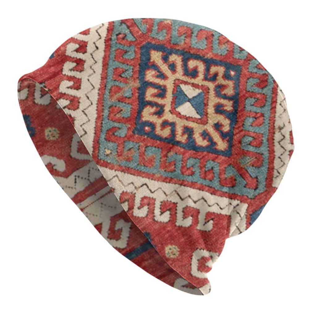 Custom Persian Kilim Print Skullies Beanies Caps Cool Warm Knitted Hats Unisex Bohemian Geometric Ethnic Style Bonnet Hats