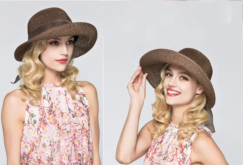 2019 Summer Bow Ribbon Sun Hat Panama Women's Cap Bonnet Beach Straw Hats summer hats for women шляпа соломенная gorro mujer